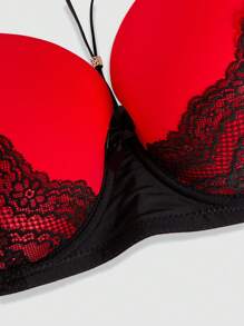 Plus Contrast Lace Underwire Bra - Multicolor - View 6