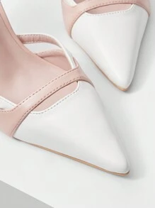 MOTF PREMIUM POINTED TOE STILETTO HIGH HEEL SHOES FOR WOMEN IN COLOR BLOCK, GRADUATION HEEL, PROM HEELS FOR SUMMER VACATION SHOES SUMMER HALLOWEEN CHRISTMAS FALL