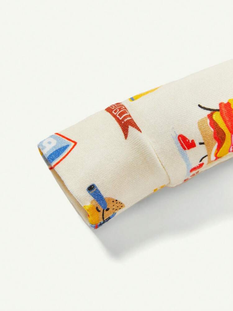 Ensemble de pyjama long à manches longues avec haut imprimé cartoon et pantalon pour bébé fille