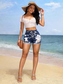 Breezaya Shorts en jean déchiré pour femmes à la mode et ajustés avec franges effilochées