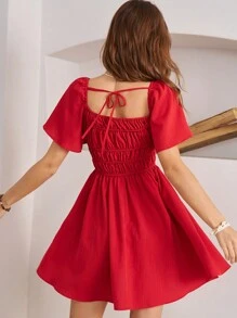 Bohemela Women Vacation Summer Flounce Sleeve Dress