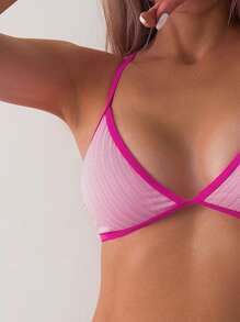SHEIN Swim Maillot de bain bikini avec bordure contrastée, plage d'été