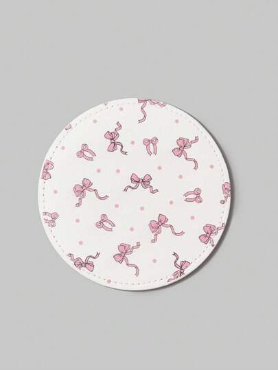 Kawaii Bow Detail Printed Stitching And Oiling Edge Coasters
