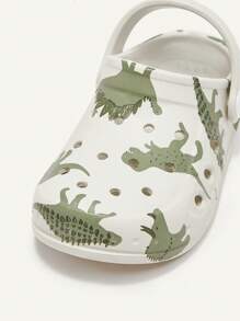 Cozy Pixies Kids Cute And Fun Dinosaur Print Cartoon Baby Clogs, Fashionable And Casual Outdoor Slippers
