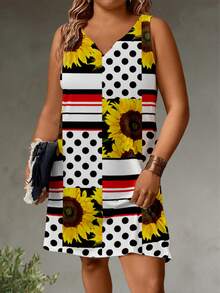 SHEIN LUNE 女款V領夢幻水母印花短袖T恤 - 彩色 - 查看 3