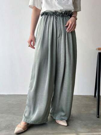 FRIFUL Women Casual Solid Color Backless Jumpsuit With Drawstring Waist For Spring/Summer