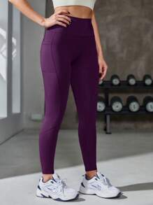 SHEIN Sport Studio Women Solid Color Daily Casual Sports Leggings