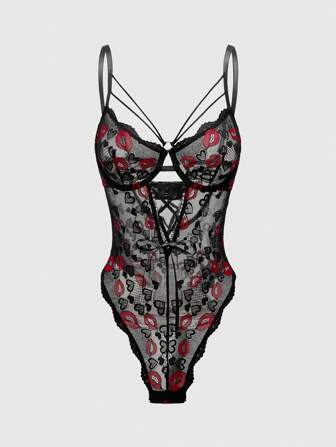Goth Lingerie body sculptant sexy avec broderie de roses, avec armatures et découpes