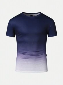 Manfinity Homme Uomo T-Shirt casual estiva a manica corta con collo rotondo a colori sfumati