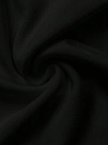 SHEIN LUNE Solid Color Lace Trim Floral Print Bottoming Pants