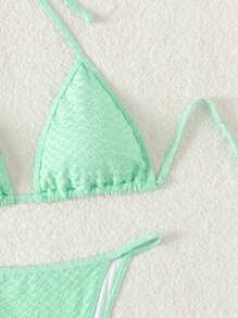 SHEIN Swim 女士纯色吊带三角比基尼套装（含泳裤），夏季海滩度假