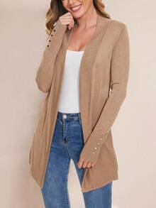 Beautiful Nomad 女士針織長袖針織開襟外套 - 駝色 - 查看 4