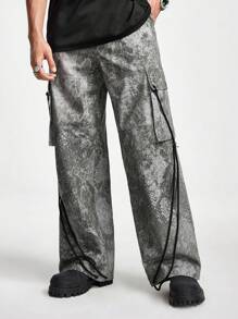 Manfinity VCAY Men Casual Snake Pattern Printed Multi-Pocket Cargo Pants