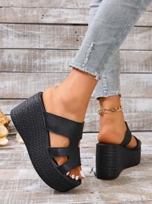 Women's Fashionable High-Top Platform Roman Sandals With Woven Straps