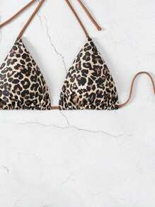 Swim Vcay 2026 Spring/Summer Spaghetti Strap Halter Random Leopard & Floral Print Sexy Women's Bikini Top