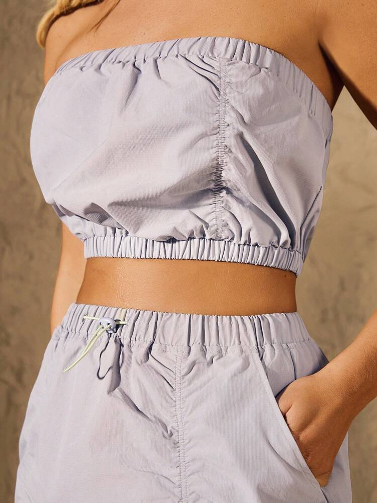 Sports Summer Outdoors  Basic Ruched With TANK TOP AND SKIRT SET