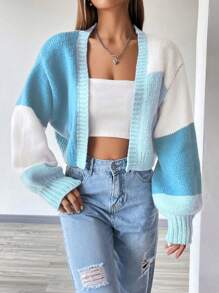 SHEIN Unity 女式色塊簡約寬鬆休閒開襟毛衣，日常穿著 - 彩色 - 查看 3