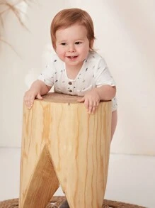 Baby Boy Allover Print Half Button Bodysuit