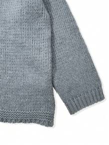 SHEIN LUNE 加大尺寸女士寬鬆罩衫帽兜毛衣 - 灰色 - 查看 3