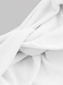 SHEIN MOD Women Summer Solid Color Off Shoulder Chest Knot Slim Fit Top