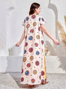 SHEIN Bộ đầm hở lưng in hình cô gái tuổi teen và có thắt lưng - Nhiều màu - Xem 2
