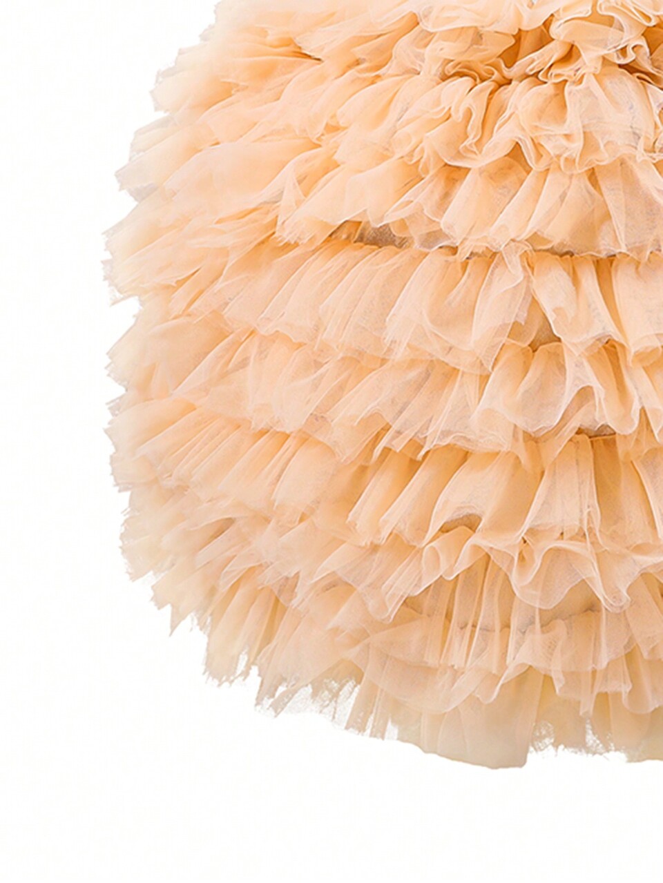 Young Girl Gorgeous Elegant Tutu Dress In Champagne Color Contrast Mesh Dress Perfect For Formal Occasions