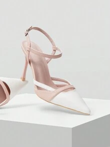 MOTF PREMIUM POINTED TOE STILETTO HIGH HEEL SHOES FOR WOMEN IN COLOR BLOCK, GRADUATION HEEL, PROM HEELS FOR SUMMER VACATION SHOES SUMMER HALLOWEEN CHRISTMAS FALL
