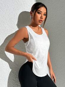 SHEIN Sovereign Charm 女士圆领网眼运动背心，女士网球装健身背心