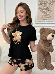 Softscene Women Pajama Sets Hewan - Hitam - View 1