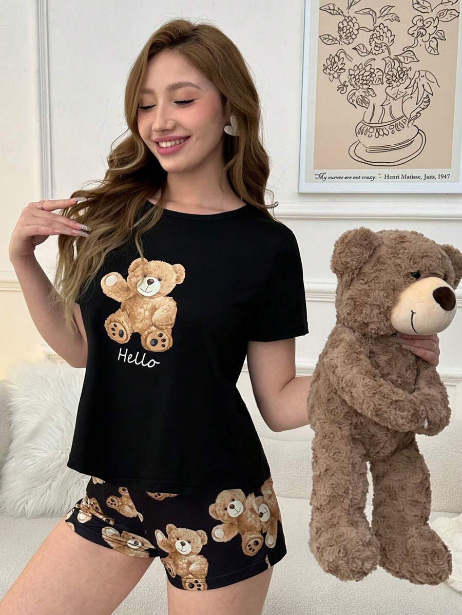 Softscene Women Pajama Sets Hewan - Hitam - View 1