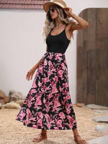 Breezaya 印花吊帶連衣裙 - 黑色 - 查看 5