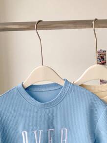 Young Boy Embroidery Letter Pattern Casual Daily Wear Short Sleeve T-Shirt For Spring And Summer - Multicolor - View 6