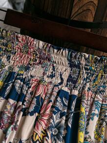 大尺碼女士花卉印花假期風格長褲 - 彩色 - 查看 5