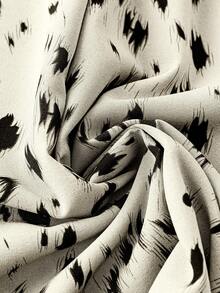 SHEIN Clasi 大尺碼女士夏季圖案印花長袖休閒襯衫連衣裙 - 黑與白 - 查看 5