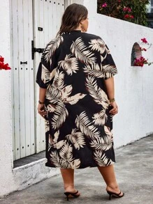 SHEIN CURVE+ Bộ đồ du lịch mùa hè in họa tiết ngẫu nhiên cỡ lớn - Nhiều màu - Xem 2