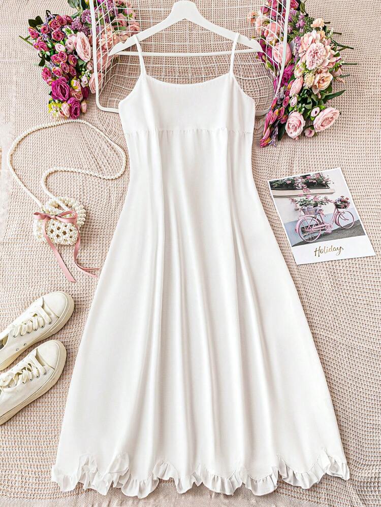 Women White Loose A-Line Beach Holiday Dress