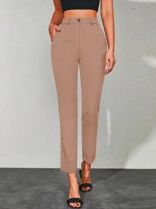 EURMUSE Women's Solid Color Suit Pants - Camel - View 1