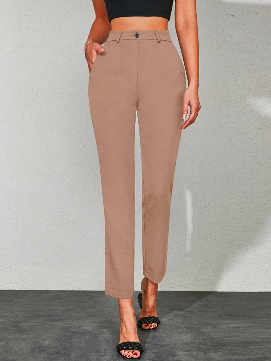 EURMUSE Women's Solid Color Suit Pants - Camel - View 1