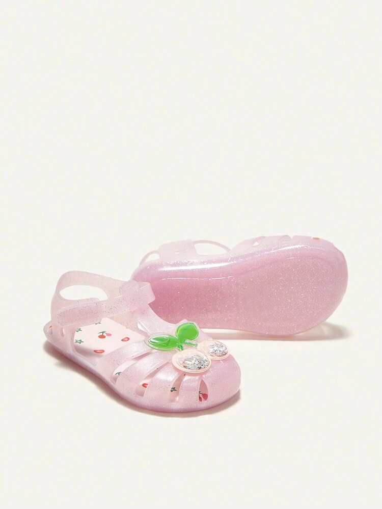 Fashionable Cute Princess Style Fruit Decor Jelly Shoes For Baby Girls
