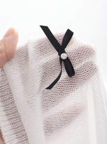 DAZY Ladies Loose Fit Cardigan With Bow Decoration, V-Neck, And Long Sleeves