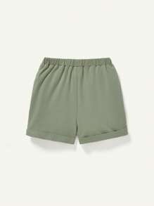 Cozy Pixies Conjunto De Manga Corta Para Bebé Niño Con Patrón De León Dibujos Animados, Con Cuello Redondo Y Pantalón Corto Casual