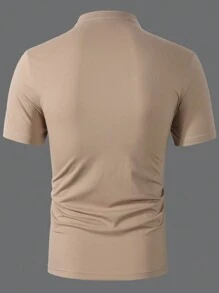 Manfinity Homme Men Solid Color Button-Front Short Sleeve Polo Shirt For Summer