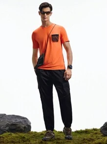 In My Nature 男士春夏戶外圓領口袋設計休閒短袖T恤 - 橘色 - 查看 2