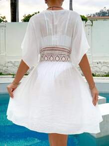 SHEIN Swim Women Summer Beach Batwing Sleeve Kimono For Casual And Resort Wear