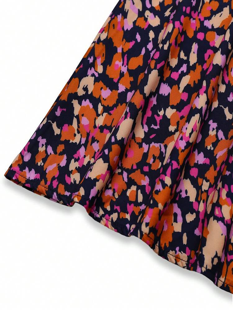 Women Allover Print V-Neck Floral Summer Sleeveless Dress