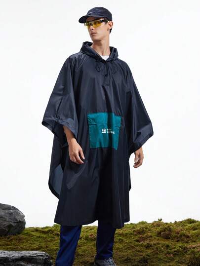 In My Nature Hommes Blocs de couleurs Veste de cargaison extérieure à poches à rabat et taille avec cordon pour les vêtements de randonnée