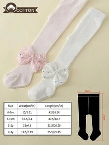 2 Cái/gói Quần bó cơ bản có nơ lấp lánh cho bé gái, thích hợp để mặc hàng ngày quanh năm - Nhiều màu - Xem 4