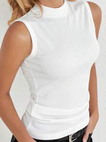 INAWLY Camiseta básica de verano de color sólido con tejido de costilla