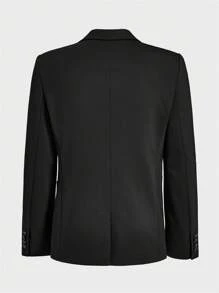 Mainfolk Easy Care Stretch Summer Men Knitted Solid Color Business Blazer, For Fall Winter - Black - View 12