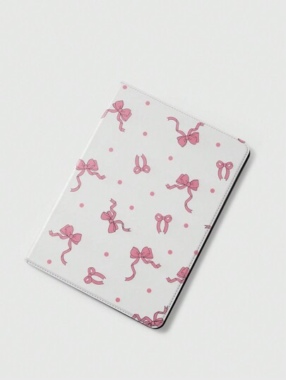 Kawaii Cartoon Print Tablet Case With Bowknot Decoration